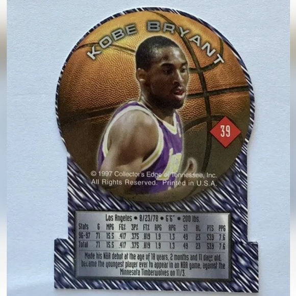 Kobe Bryant 1998 collector's Edge die-cut card 2nd year - Picture 2 of 2